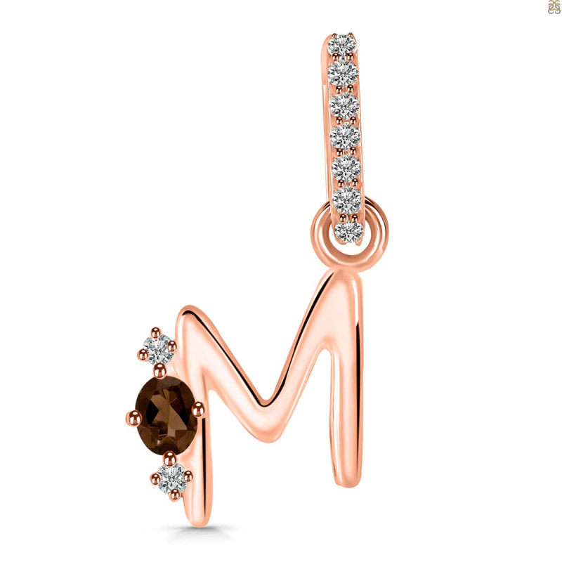 Smoky & White Topaz Alphabet M Pendant SMY-RDA-39.