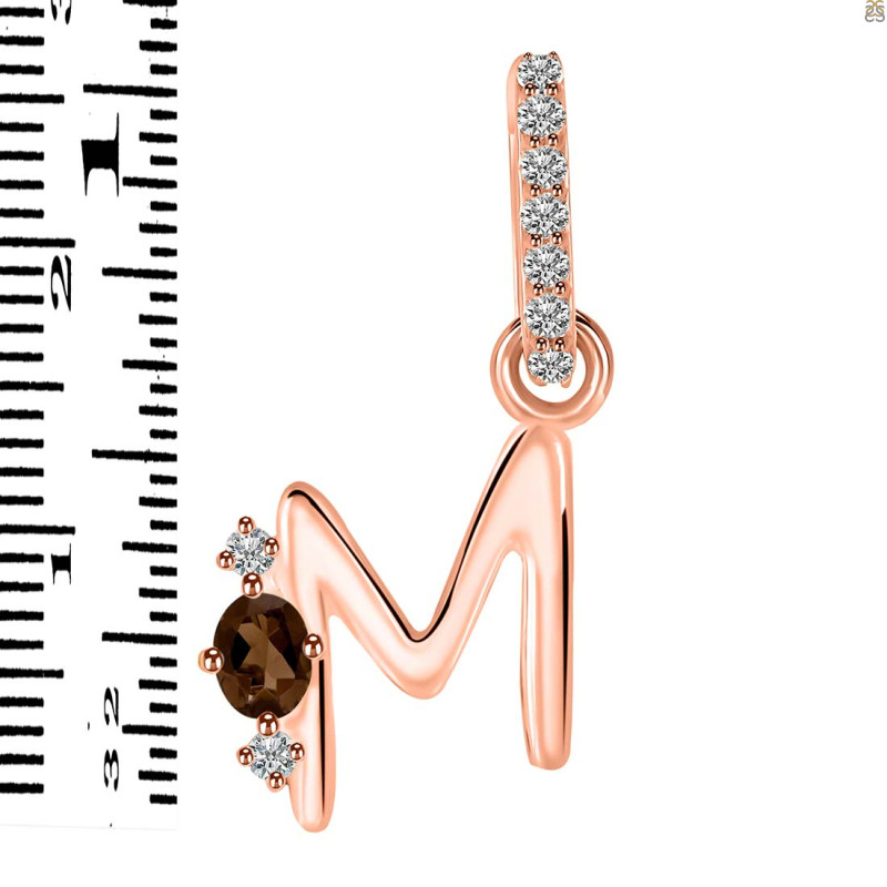 Smoky & White Topaz Alphabet M Pendant SMY-RDA-39.
