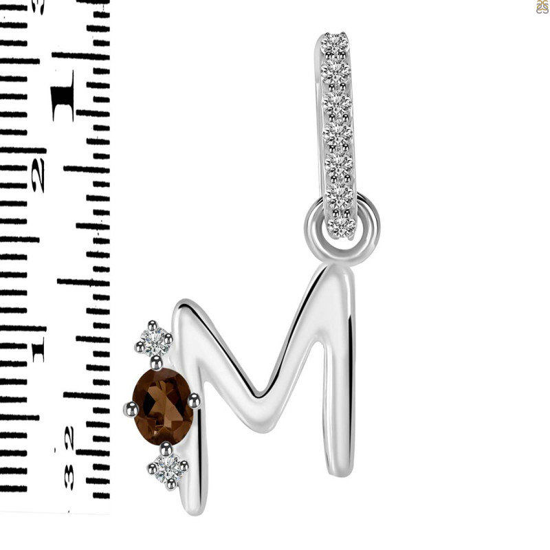 Smoky & White Topaz Alphabet M Pendant SMY-RDA-39.