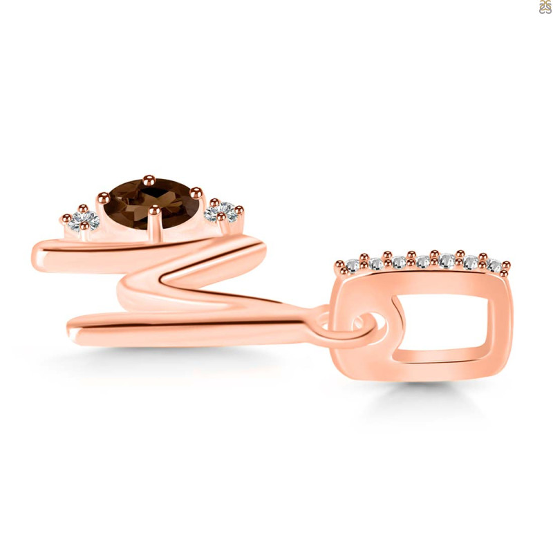Smoky & White Topaz Alphabet M Pendant SMY-RDA-39.