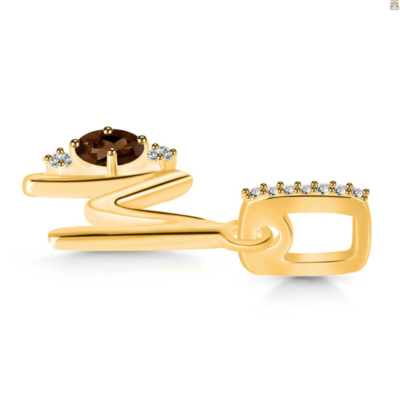 Smoky & White Topaz Alphabet M Pendant SMY-RDA-39.