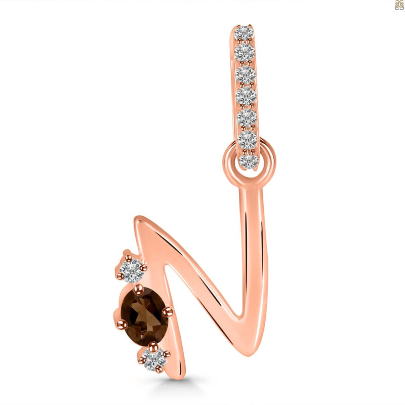 Smoky & White Topaz Alphabet N Pendant SMY-RDA-40.