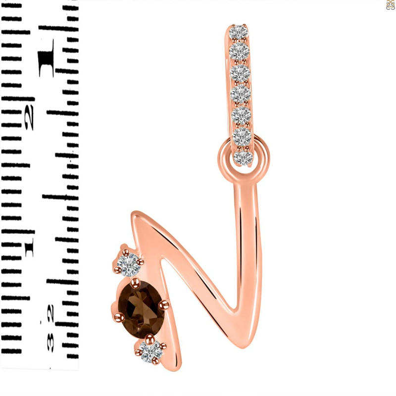 Smoky & White Topaz Alphabet N Pendant SMY-RDA-40.