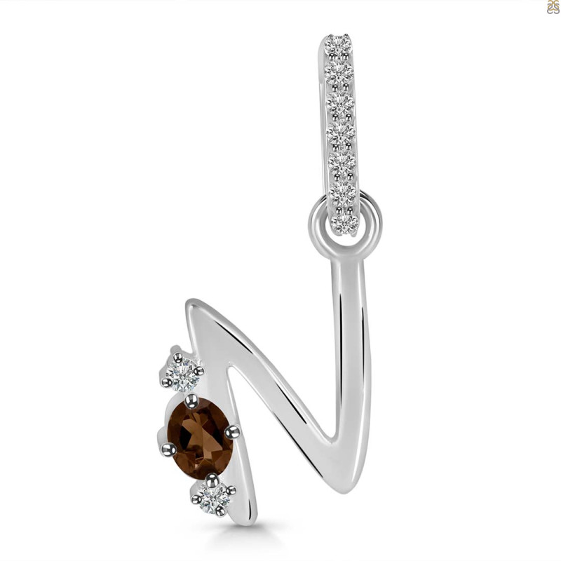 Smoky & White Topaz Alphabet N Pendant SMY-RDA-40.