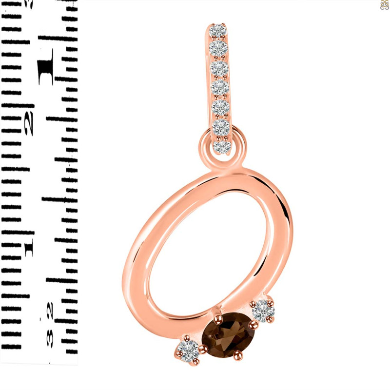 Smoky & White Topaz Alphabet O Pendant SMY-RDA-41.