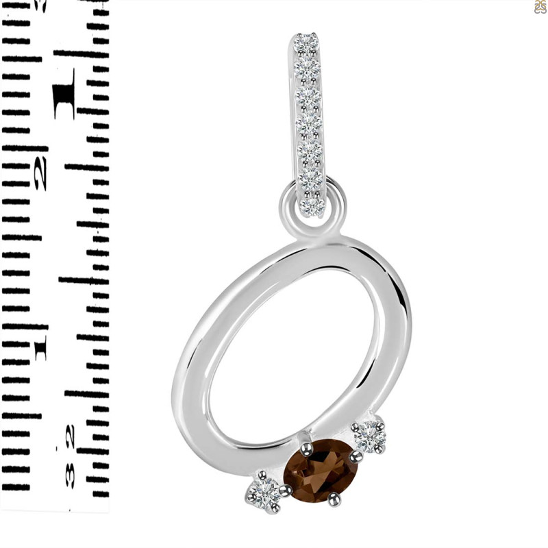 Smoky & White Topaz Alphabet O Pendant SMY-RDA-41.