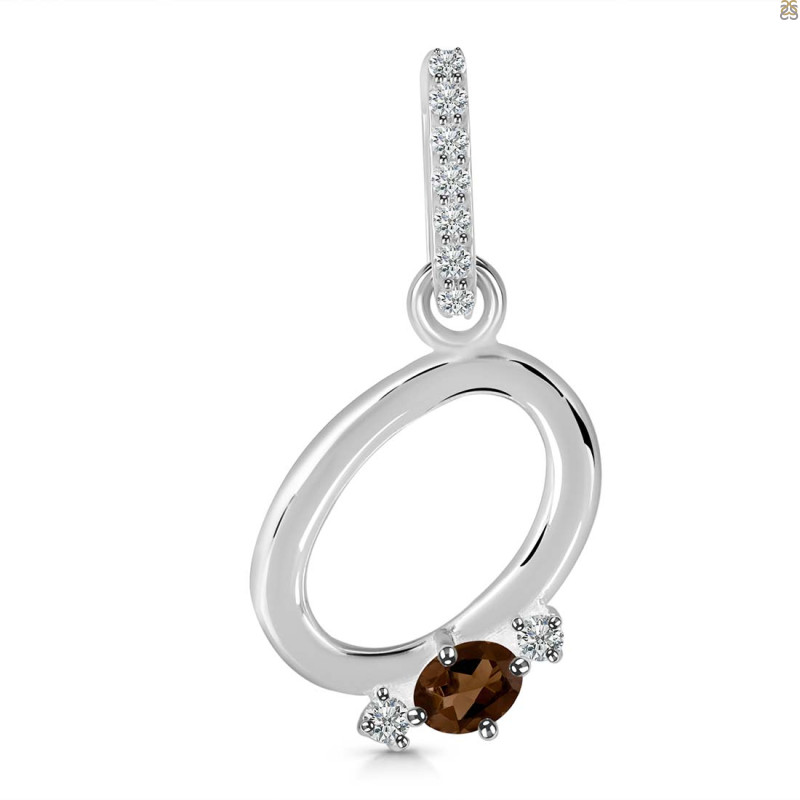 Smoky & White Topaz Alphabet O Pendant SMY-RDA-41.
