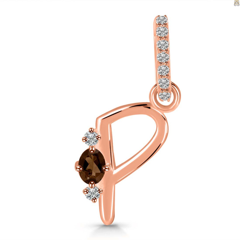 Smoky & White Topaz Alphabet P Pendant SMY-RDA-42.