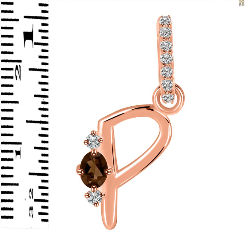 Smoky & White Topaz Alphabet P Pendant SMY-RDA-42.