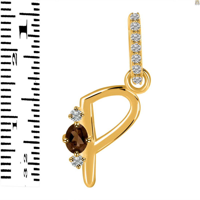 Smoky & White Topaz Alphabet P Pendant SMY-RDA-42.
