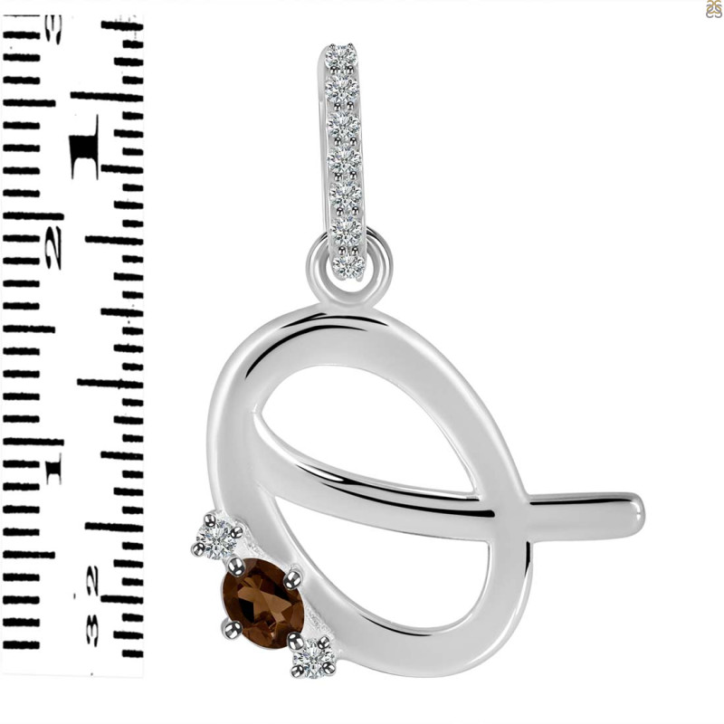 Smoky & White Topaz Alphabet Q Pendant SMY-RDA-43.