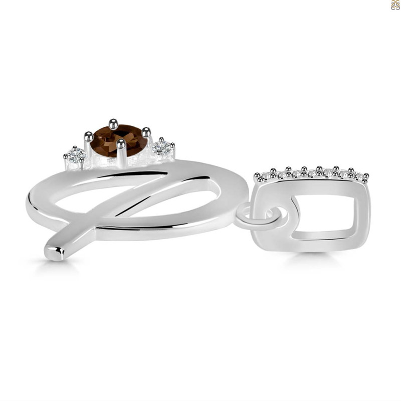 Smoky & White Topaz Alphabet Q Pendant