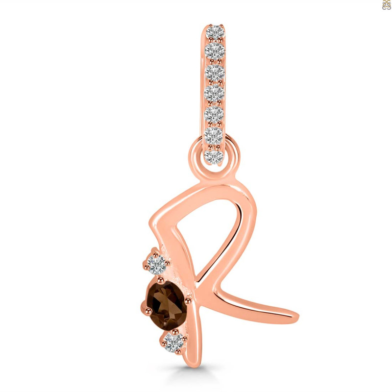 Smoky & White Topaz Alphabet R Pendant SMY-RDA-44.