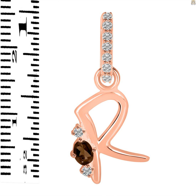 Smoky & White Topaz Alphabet R Pendant SMY-RDA-44.
