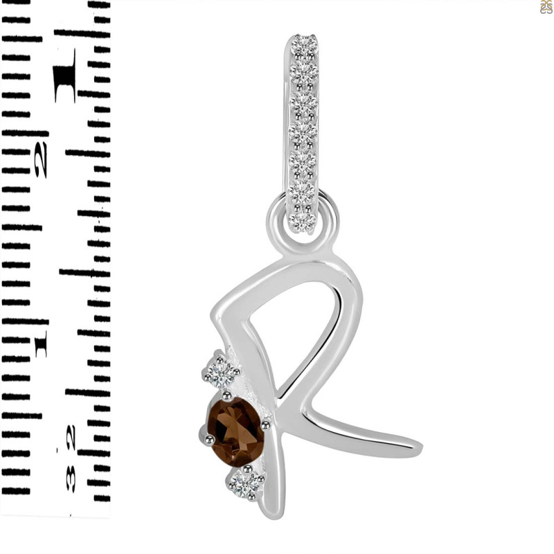 Smoky & White Topaz Alphabet R Pendant SMY-RDA-44.