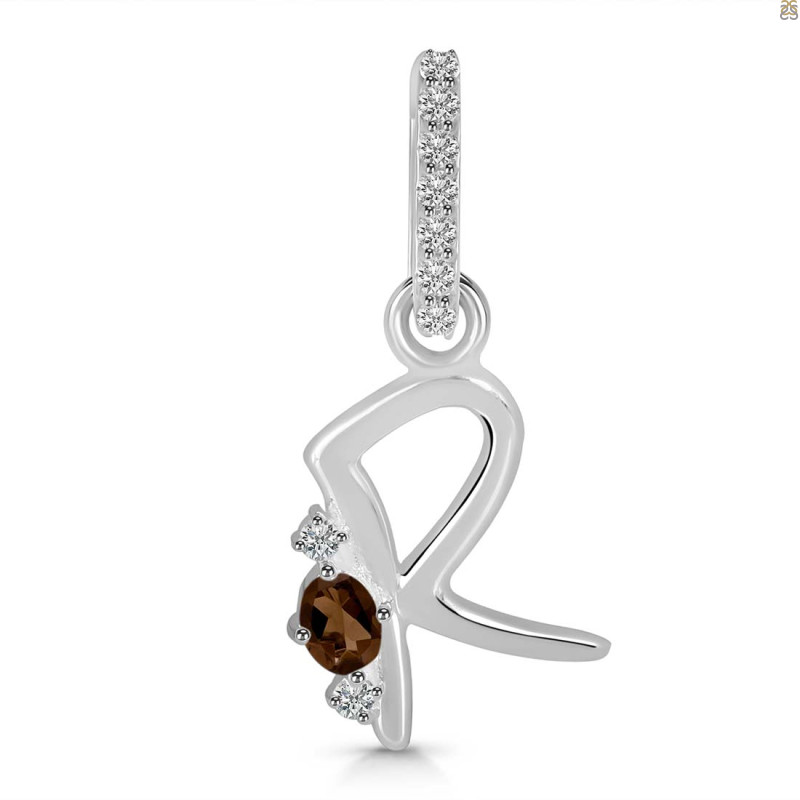 Smoky & White Topaz Alphabet R Pendant SMY-RDA-44.