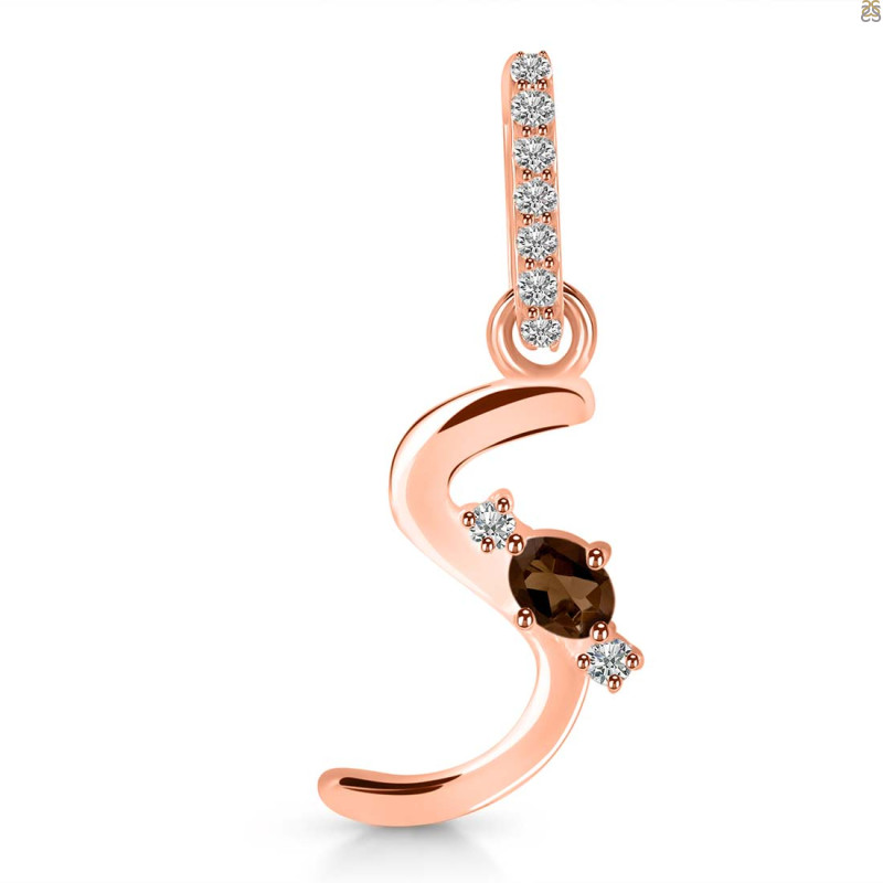 Smoky & White Topaz Alphabet S Pendant SMY-RDA-45.