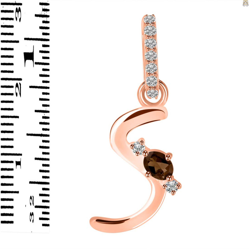 Smoky & White Topaz Alphabet S Pendant SMY-RDA-45.