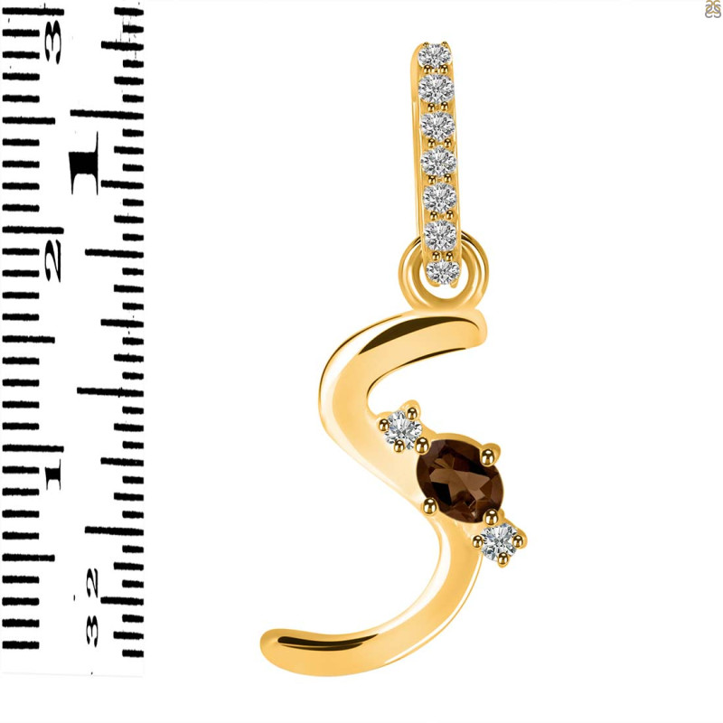 Smoky & White Topaz Alphabet S Pendant SMY-RDA-45.