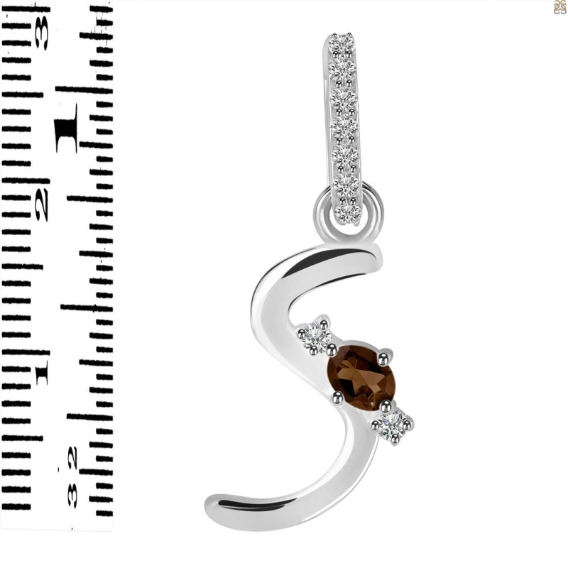 Smoky & White Topaz Alphabet S Pendant SMY-RDA-45.