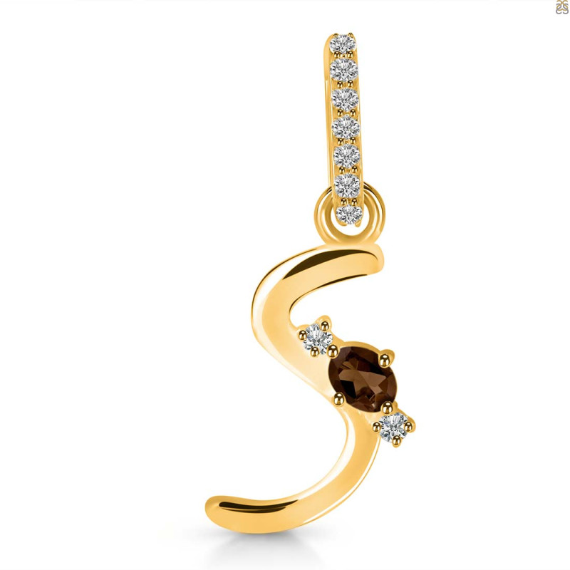 Smoky & White Topaz Alphabet S Pendant SMY-RDA-45.