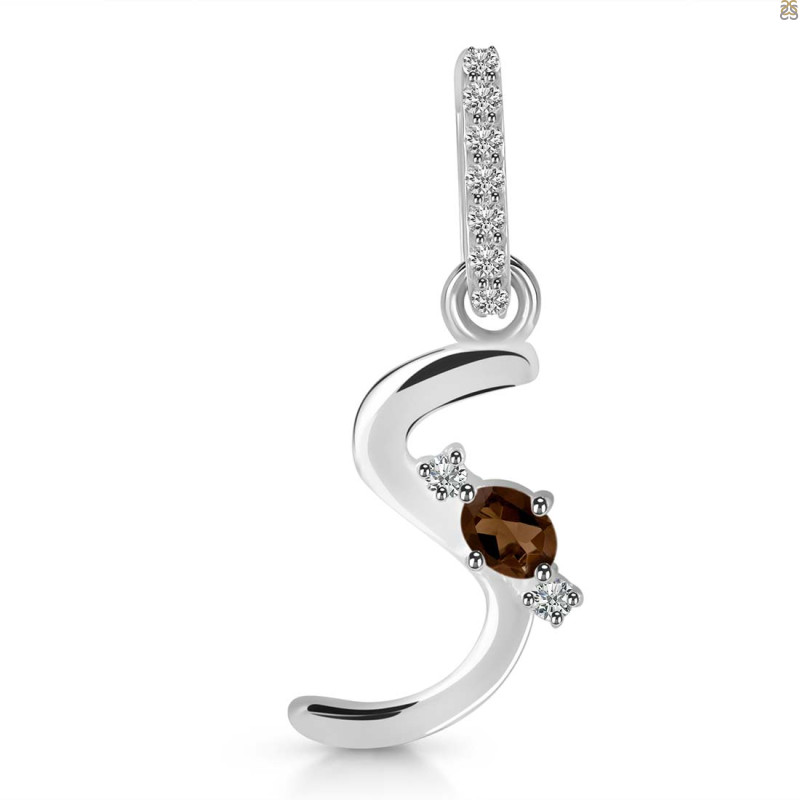 Smoky & White Topaz Alphabet S Pendant SMY-RDA-45.