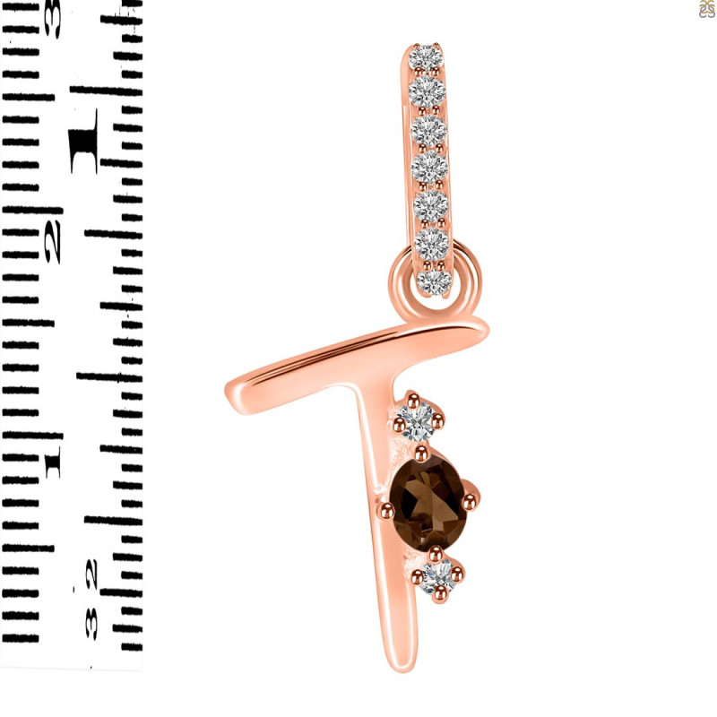 Smoky & White Topaz Alphabet T Pendant SMY-RDA-46.