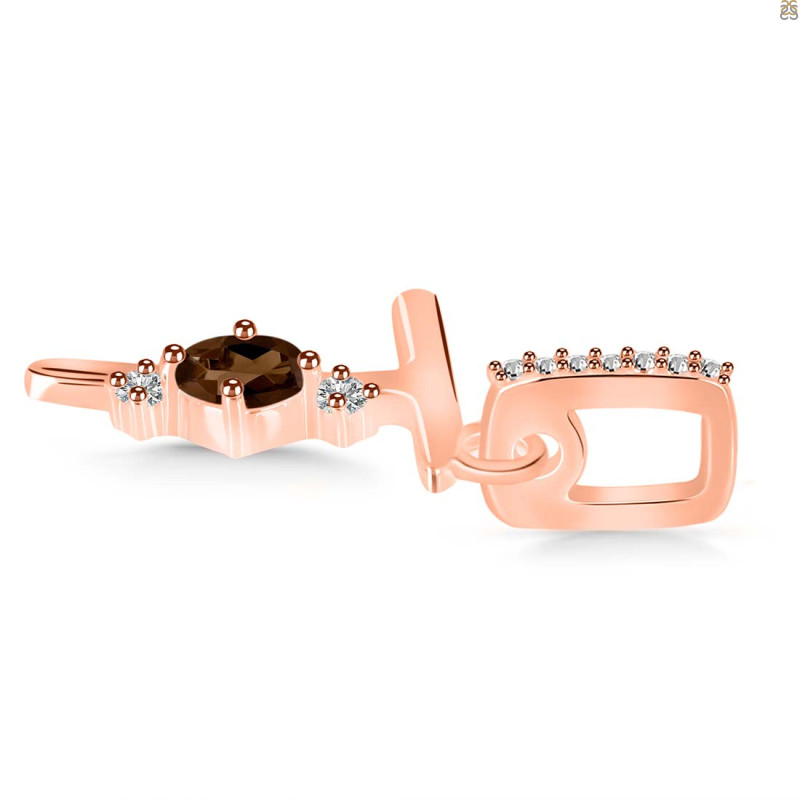 Smoky & White Topaz Alphabet T Pendant SMY-RDA-46.