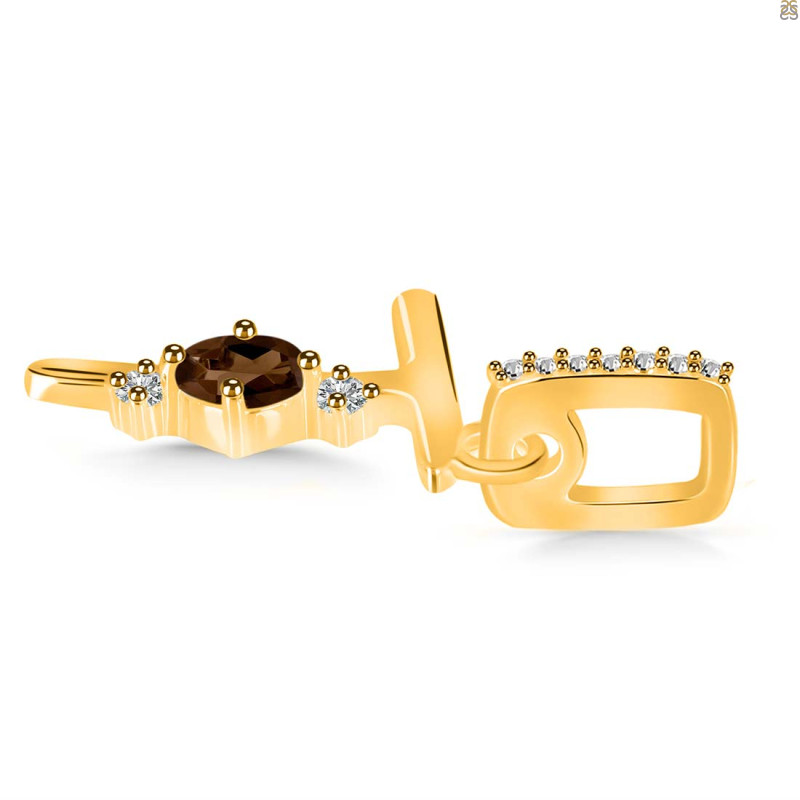 Smoky & White Topaz Alphabet T Pendant SMY-RDA-46.
