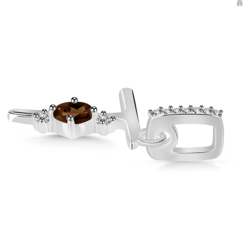 Smoky & White Topaz Alphabet T Pendant