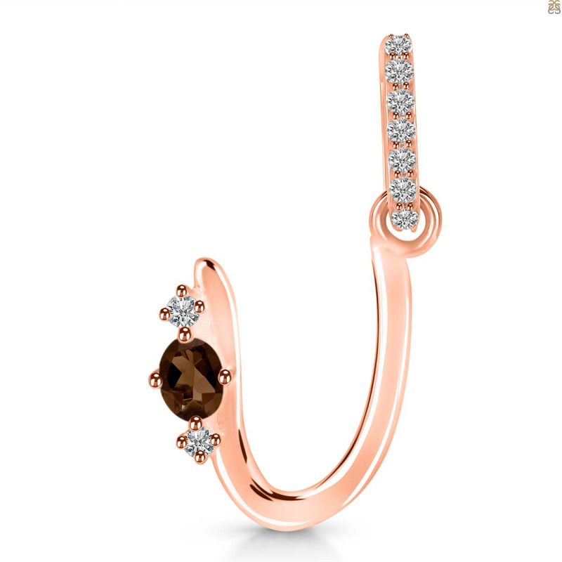 Smoky & White Topaz Alphabet U Pendant SMY-RDA-47.