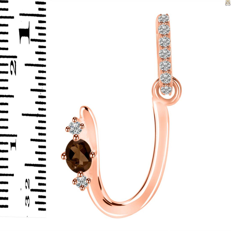 Smoky & White Topaz Alphabet U Pendant SMY-RDA-47.