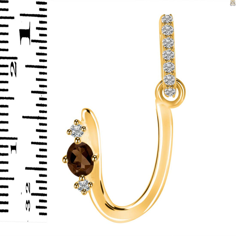 Smoky & White Topaz Alphabet U Pendant SMY-RDA-47.