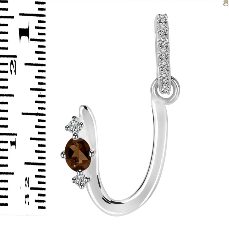 Smoky & White Topaz Alphabet U Pendant SMY-RDA-47.