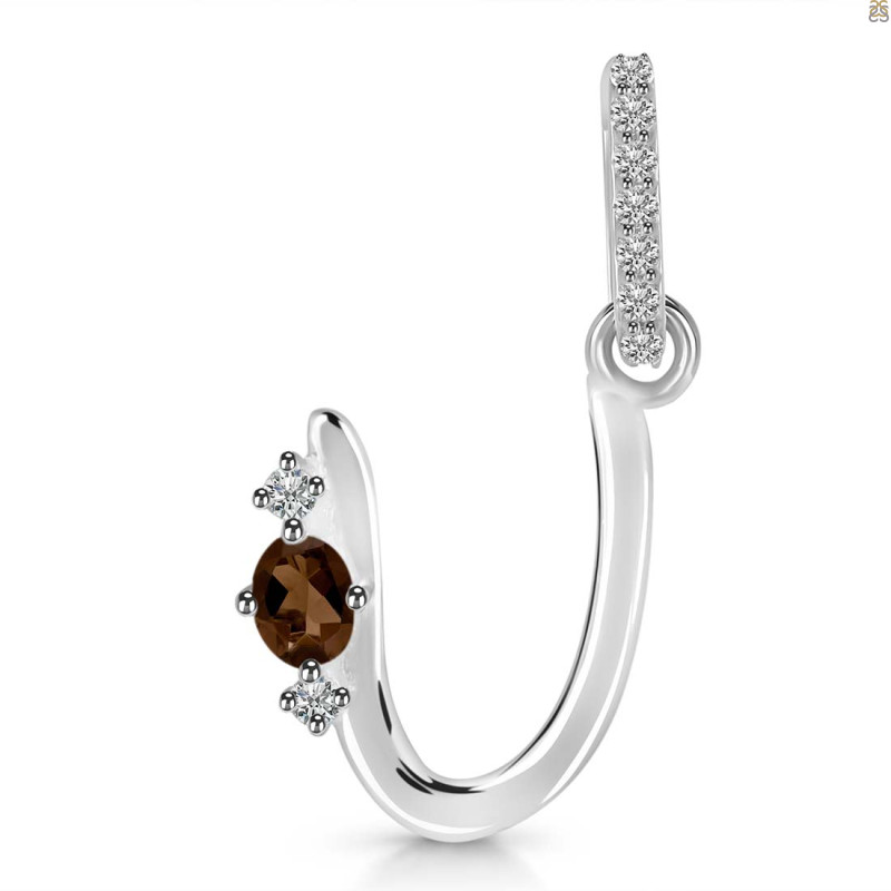 Smoky & White Topaz Alphabet U Pendant SMY-RDA-47.