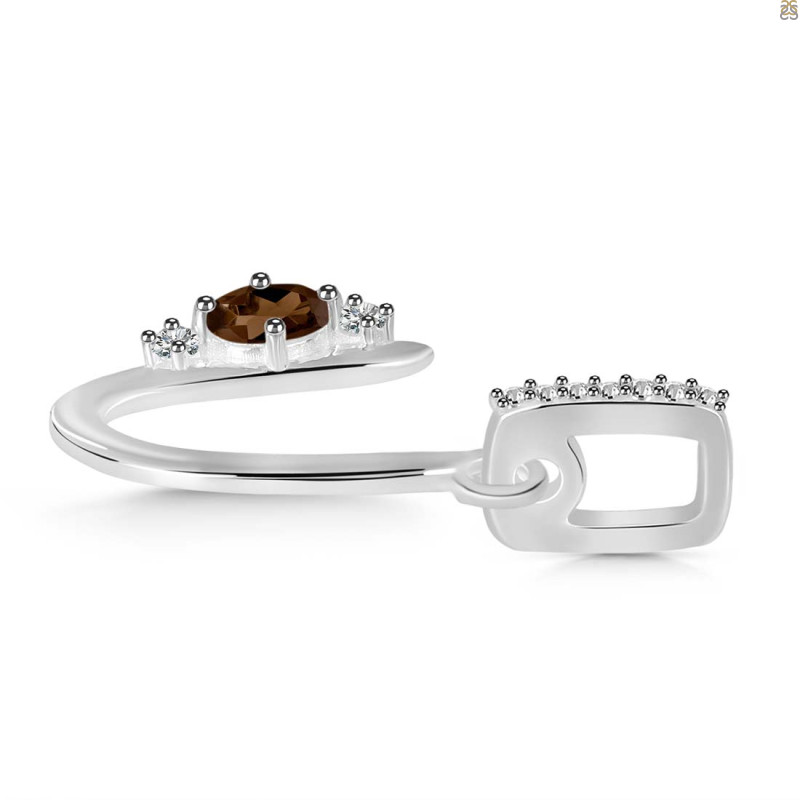Smoky & White Topaz Alphabet U Pendant