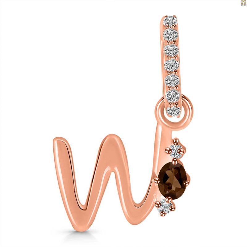 Smoky & White Topaz Alphabet W Pendant SMY-RDA-49.