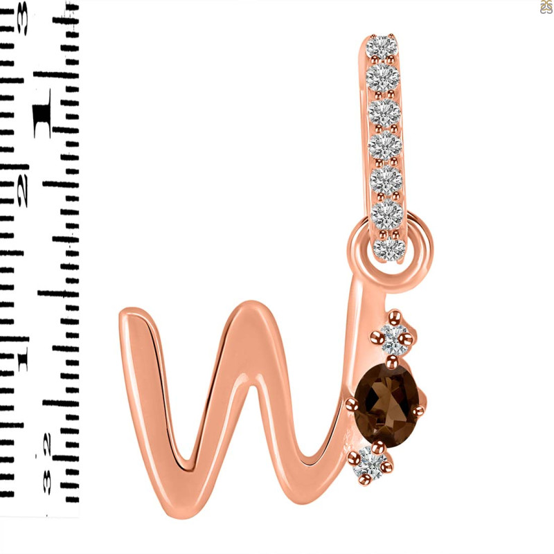 Smoky & White Topaz Alphabet W Pendant SMY-RDA-49.
