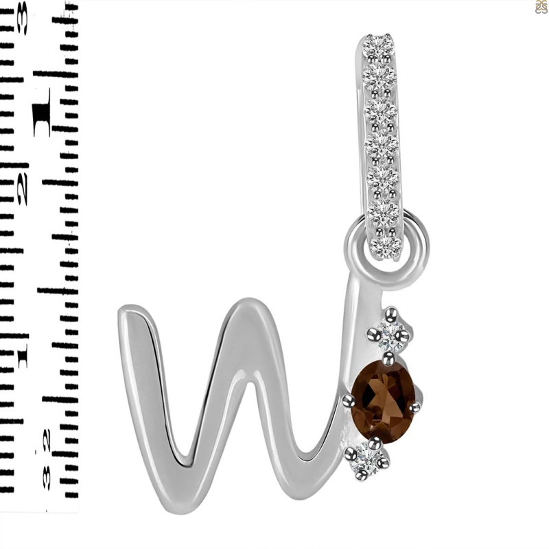 Smoky & White Topaz Alphabet W Pendant SMY-RDA-49.