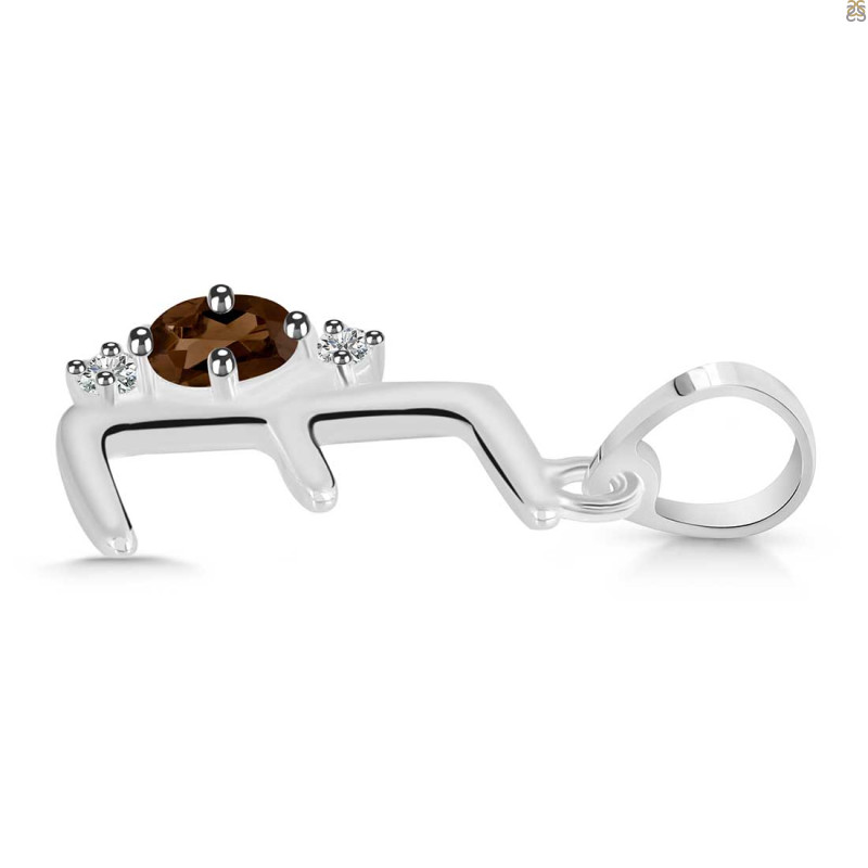 Smoky & White Topaz Alphabet E Pendant