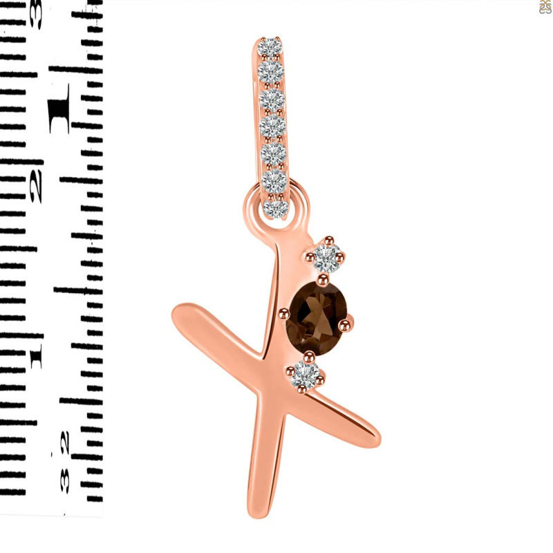 Smoky & White Topaz Alphabet X Pendant SMY-RDA-50.