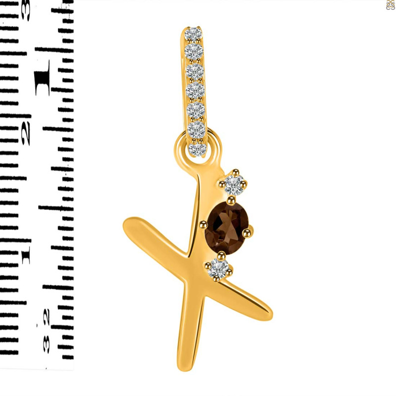 Smoky & White Topaz Alphabet X Pendant SMY-RDA-50.