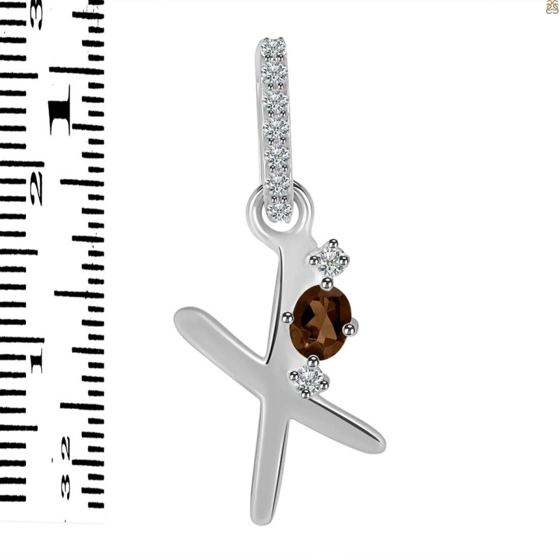 Smoky & White Topaz Alphabet X Pendant SMY-RDA-50.