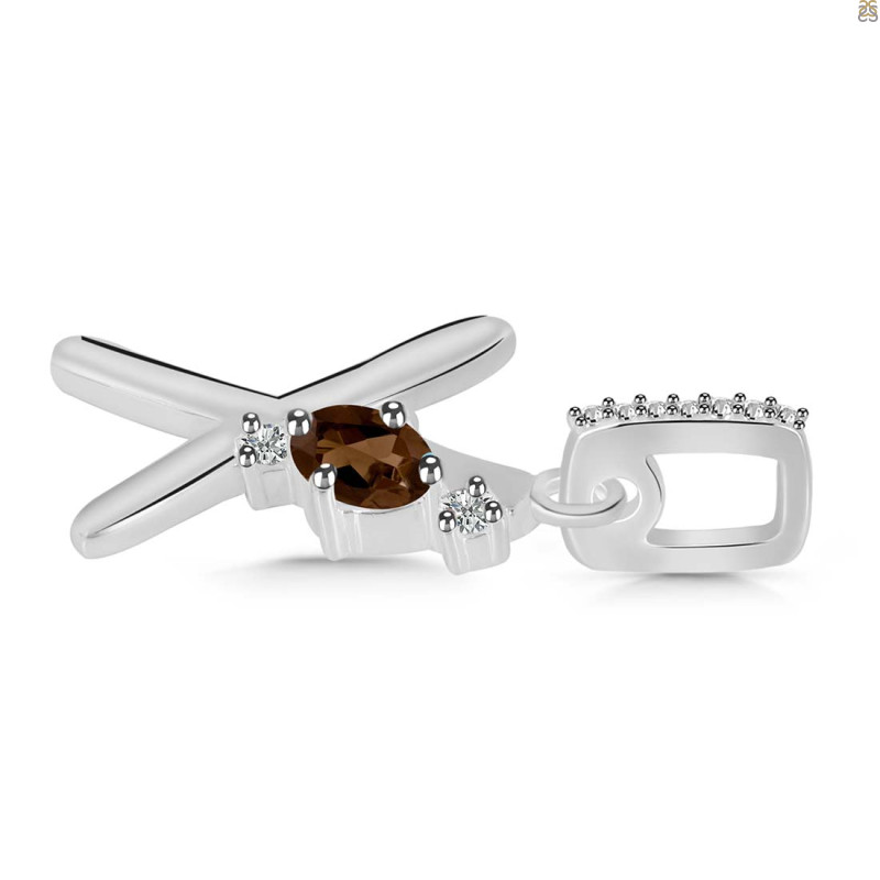 Smoky & White Topaz Alphabet X Pendant
