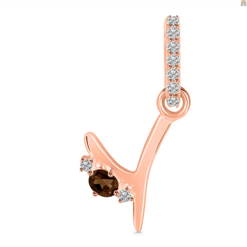 Smoky & White Topaz Alphabet Y Pendant SMY-RDA-51.