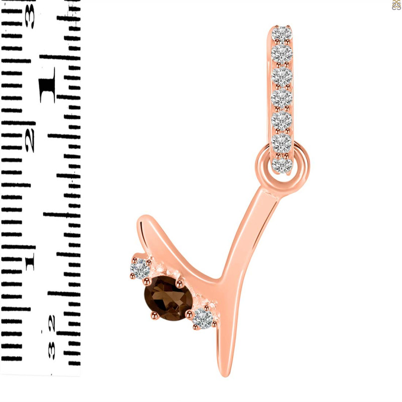 Smoky & White Topaz Alphabet Y Pendant SMY-RDA-51.