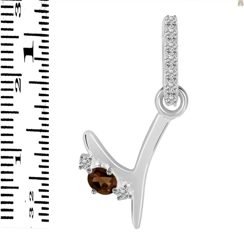 Smoky & White Topaz Alphabet Y Pendant SMY-RDA-51.