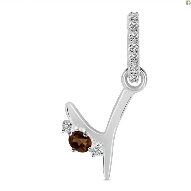 Smoky & White Topaz Alphabet Y Pendant SMY-RDA-51.