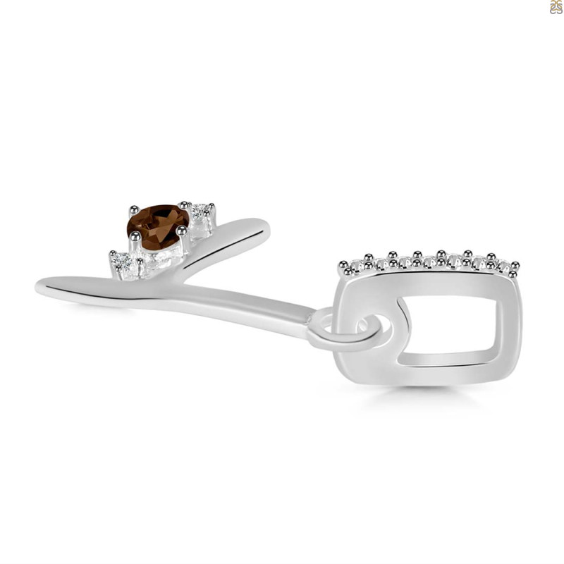 Smoky & White Topaz Alphabet Y Pendant