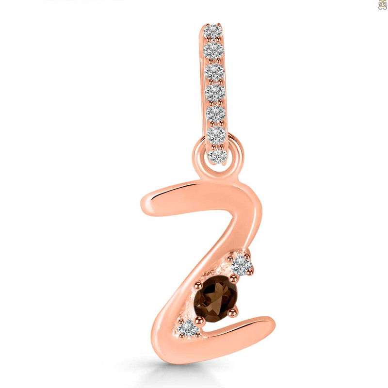 Smoky & White Topaz Alphabet Z Pendant SMY-RDA-52.